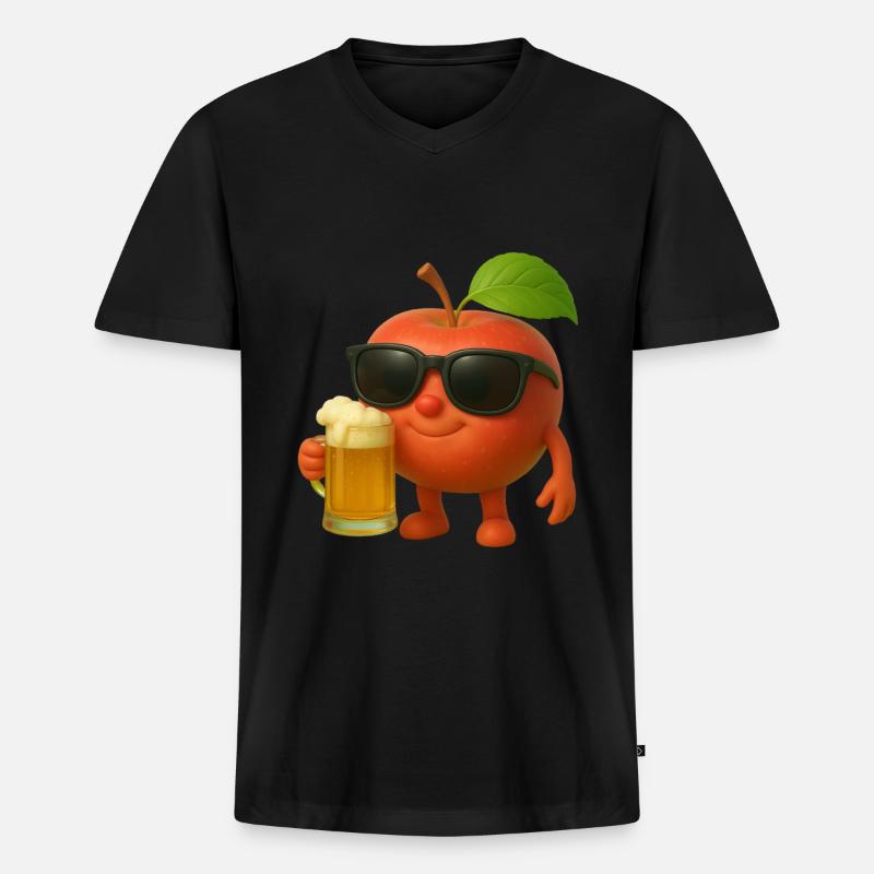 Apfelbier - Männer Premium Bio T-Shirt mit V-Ausschnitt - Schwarz