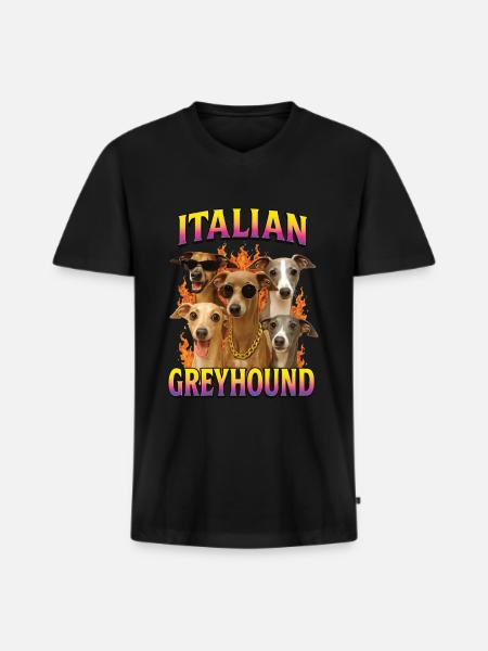 Italienisches Windspiel - Männer Premium Bio T-Shirt mit V-Ausschnitt - Schwarz
