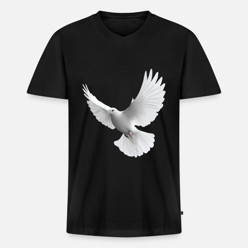 Weiße Taube - Männer Premium Bio T-Shirt mit V-Ausschnitt - Schwarz