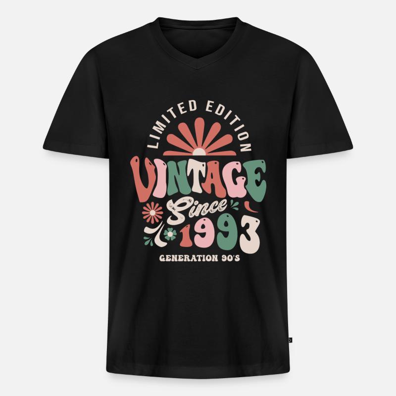 1993 Jahrgangs-Jubiläum - Männer Premium Bio T-Shirt mit V-Ausschnitt - Schwarz
