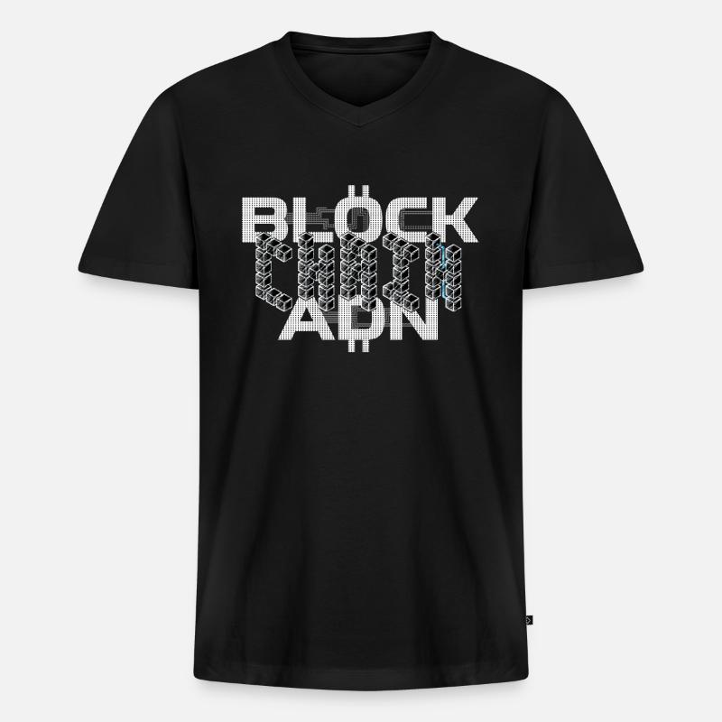 DNA-Blockchain - Krypto Bitcoin - Männer Premium Bio T-Shirt mit V-Ausschnitt - Schwarz