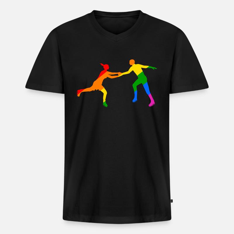 Buntes Eislaufduett - Männer Premium Bio T-Shirt mit V-Ausschnitt - Schwarz