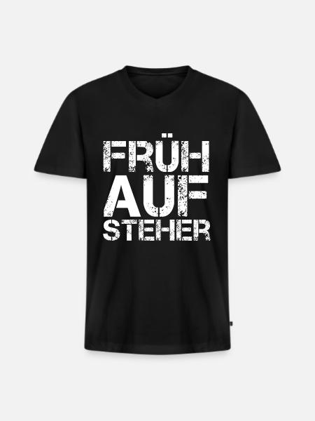 Frühaufsteher - Männer Premium Bio T-Shirt mit V-Ausschnitt - Schwarz