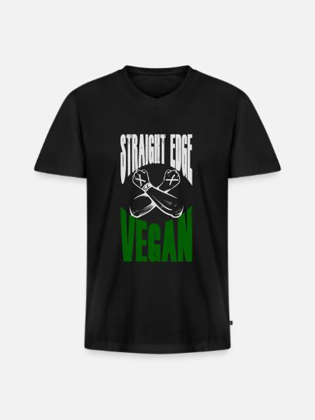 Straight Edge Vegan - Men's Premium Organic T-shirt with V-neck - black