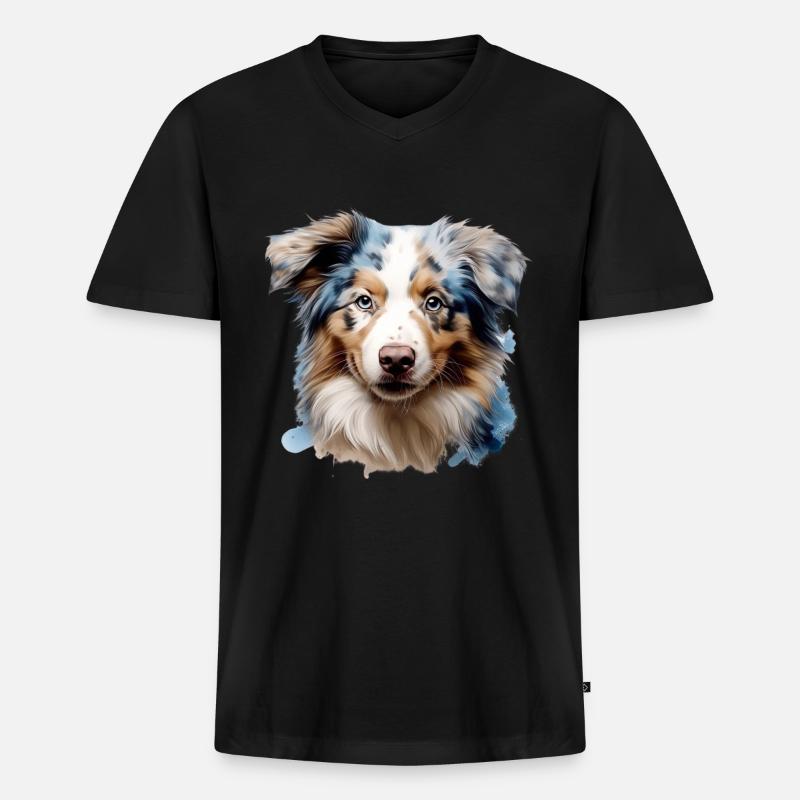 Austrailianischer Schäferhund - Männer Premium Bio T-Shirt mit V-Ausschnitt - Schwarz