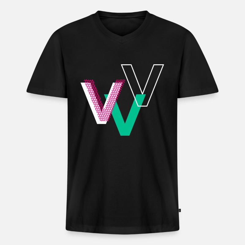V Buchstabe - Männer Premium Bio T-Shirt mit V-Ausschnitt - Schwarz