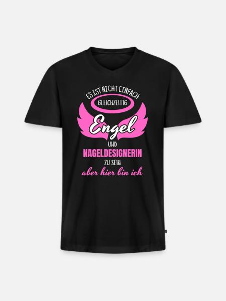 Nageldesignerin Engel - Männer Premium Bio T-Shirt mit V-Ausschnitt - Schwarz