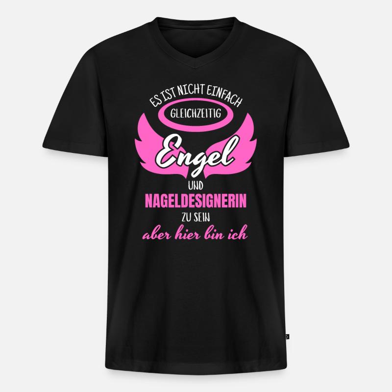 Nageldesignerin Engel - Männer Premium Bio T-Shirt mit V-Ausschnitt - Schwarz