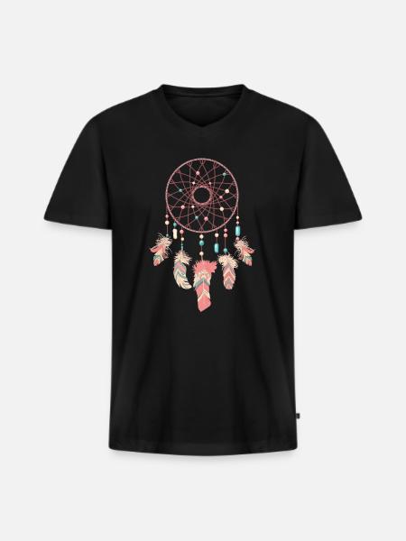 Dreamcatcher Traumfänger - T-shirt encolure en V Premium bio Homme - noir