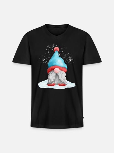 Noël Gnome Elfes Nains - T-shirt encolure en V Premium bio Homme - noir