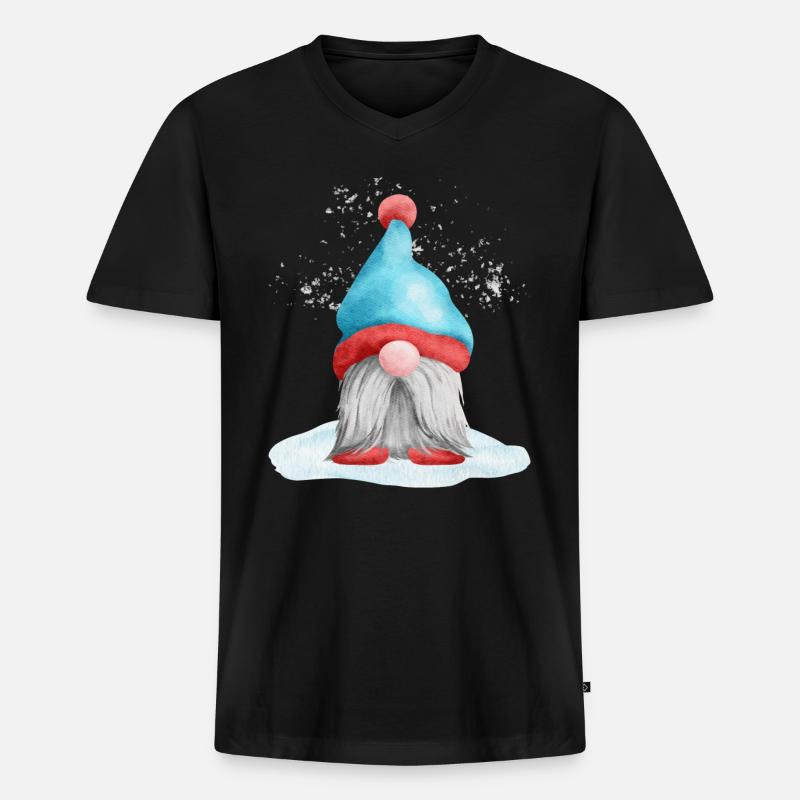 Weihnachts Gnom Zwerg Wichtel - Männer Premium Bio T-Shirt mit V-Ausschnitt - Schwarz