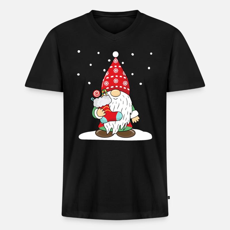 Weihnachts Gnom Zwerg Wichtel - Männer Premium Bio T-Shirt mit V-Ausschnitt - Schwarz