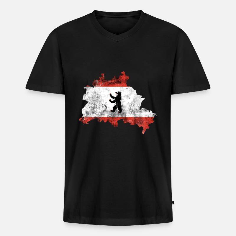 Berlin - Männer Premium Bio T-Shirt mit V-Ausschnitt - Schwarz