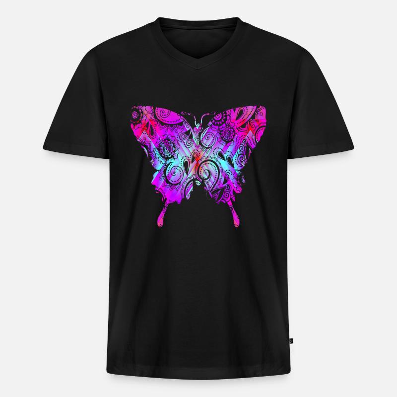 Psytrance Goa Geschenk - Männer Premium Bio T-Shirt mit V-Ausschnitt - Schwarz