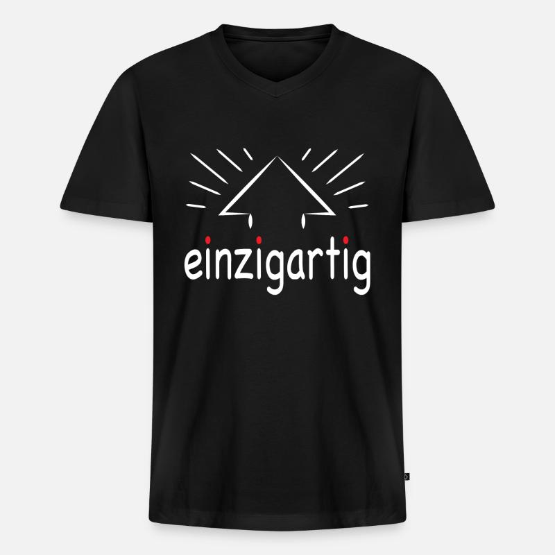 Einzigartig - Männer Premium Bio T-Shirt mit V-Ausschnitt - Schwarz