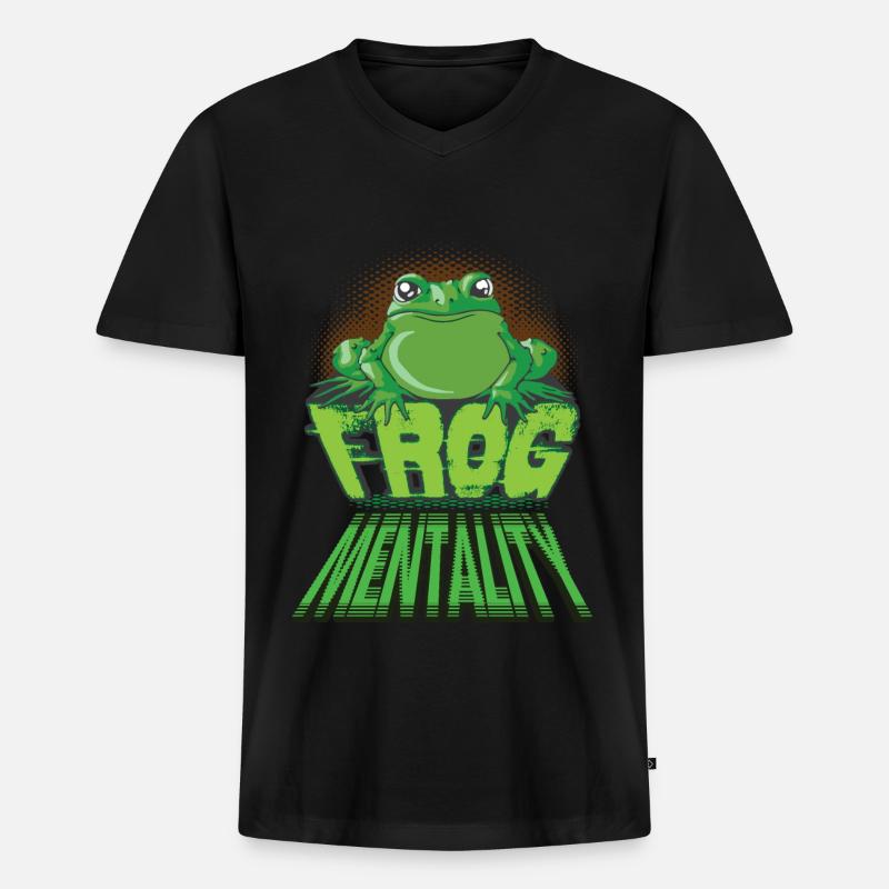 Frosch - Männer Premium Bio T-Shirt mit V-Ausschnitt - Schwarz