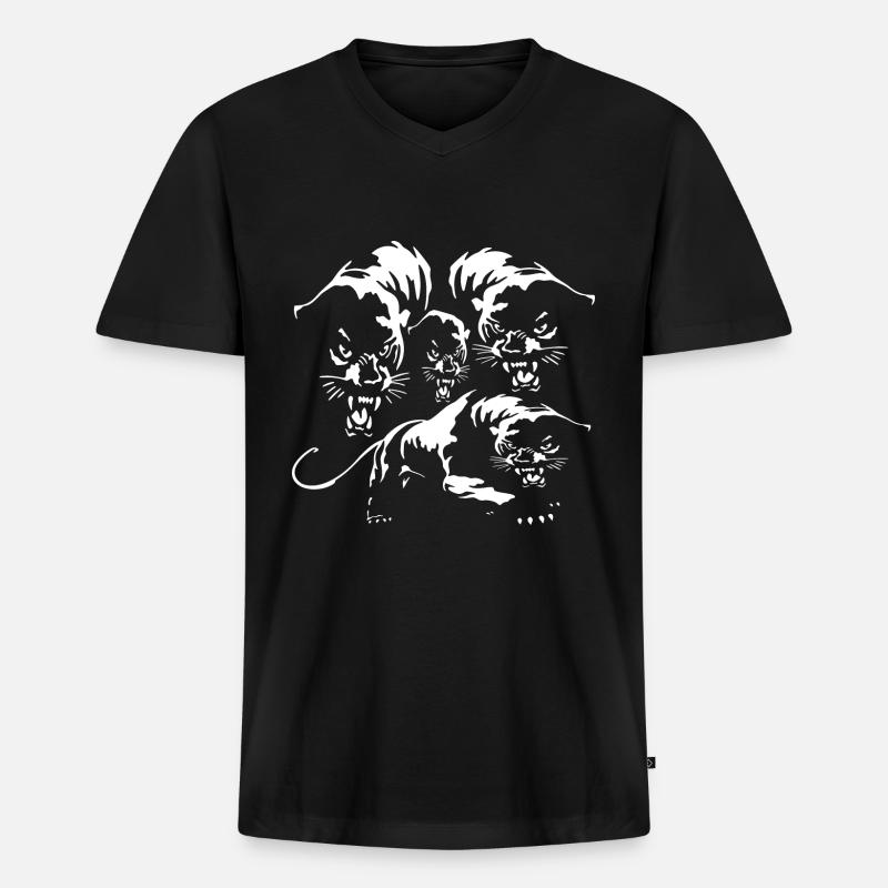 Stolz der Panther - Männer Premium Bio T-Shirt mit V-Ausschnitt - Schwarz