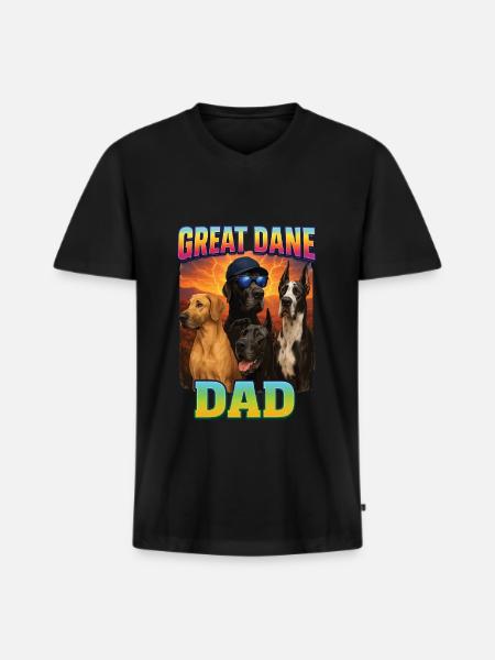 Deutsche Dogge - Männer Premium Bio T-Shirt mit V-Ausschnitt - Schwarz