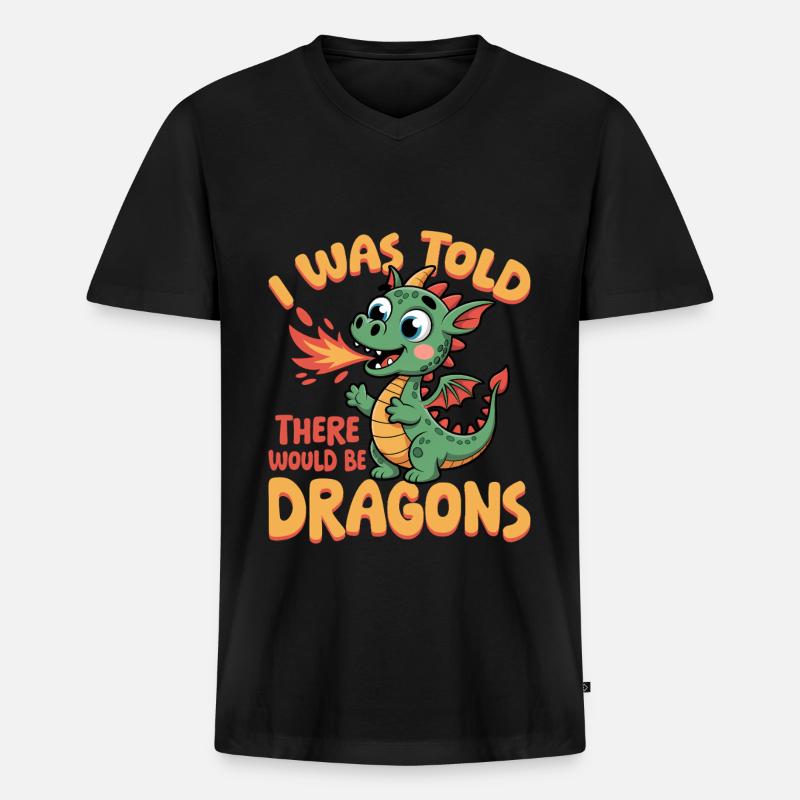 Fantasy Dragon Mythical Creatures - Männer Premium Bio T-Shirt mit V-Ausschnitt - Schwarz