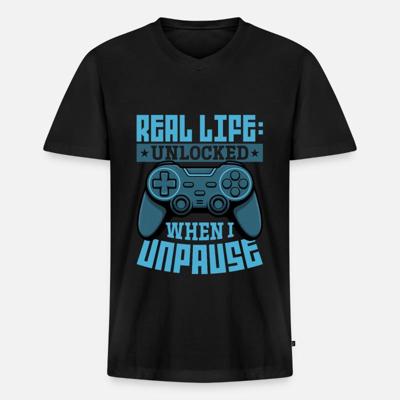 Gamer Gaming Controller Video Game - Männer Premium Bio T-Shirt mit V-Ausschnitt - Schwarz