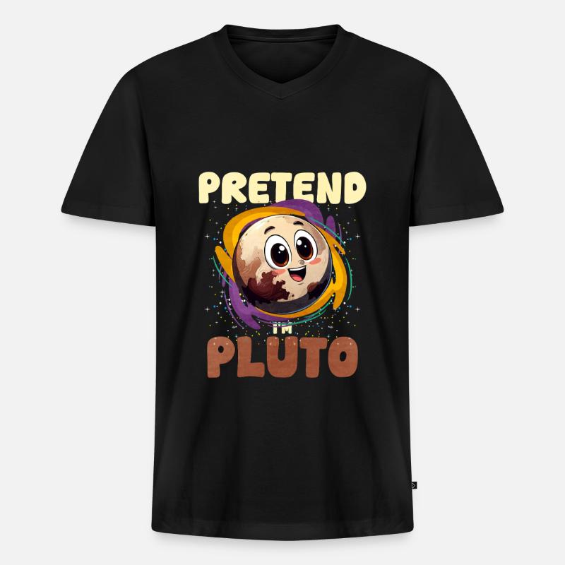 Pluto - Männer Premium Bio T-Shirt mit V-Ausschnitt - Schwarz
