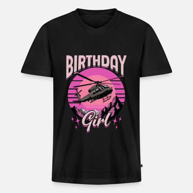 Helicopter funny Pilot - Männer Premium Bio T-Shirt mit V-Ausschnitt - Schwarz