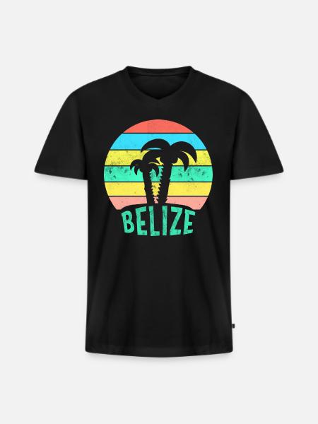 BELIZE Caribbean Sunset - Men's Premium Organic T-shirt with V-neck - black