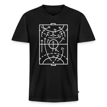 Handball Drôle Tactique Entraîneur Club de Handball - T-shirt encolure en V Premium bio Homme - noir - Devant - Nico (187cm)