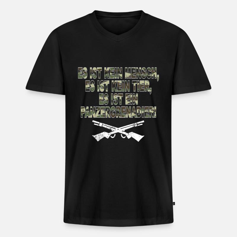Panzergrenadier - Männer Premium Bio T-Shirt mit V-Ausschnitt - Schwarz