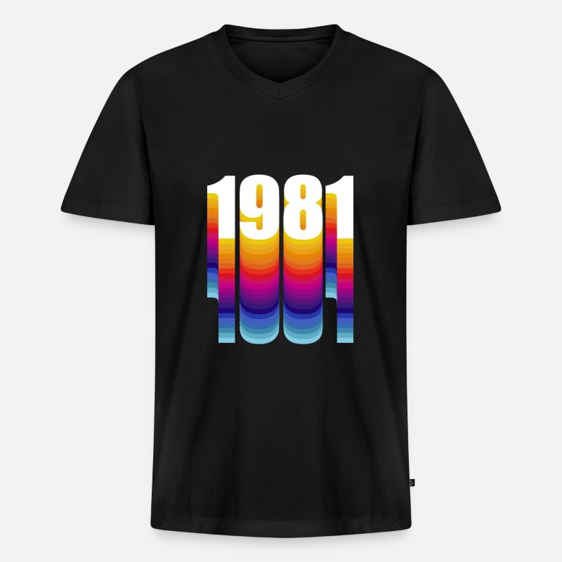 1981 - Männer Premium Bio T-Shirt mit V-Ausschnitt - Schwarz