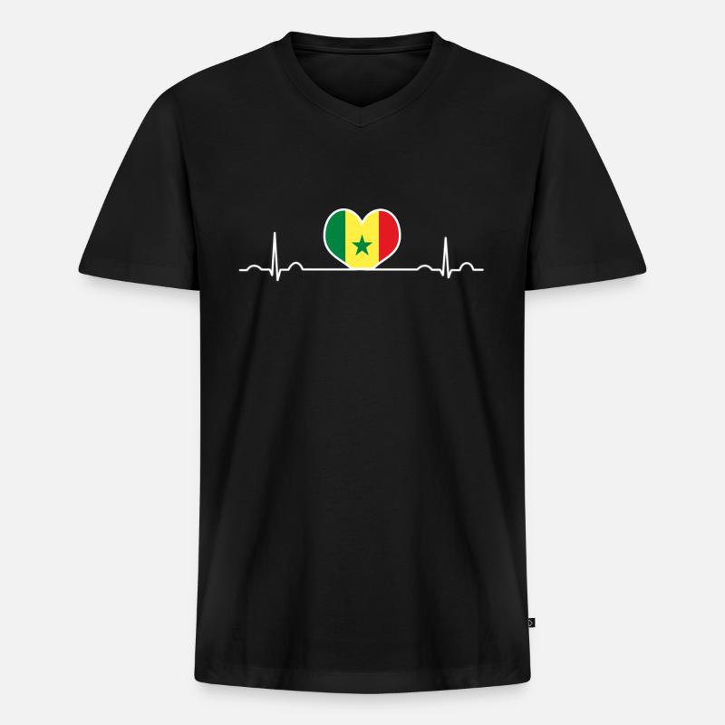 Senegal - Männer Premium Bio T-Shirt mit V-Ausschnitt - Schwarz