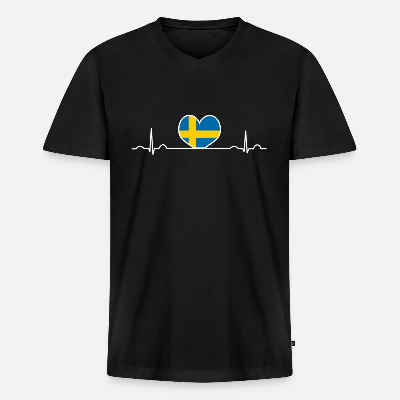 Schweden - Männer Premium Bio T-Shirt mit V-Ausschnitt - Schwarz