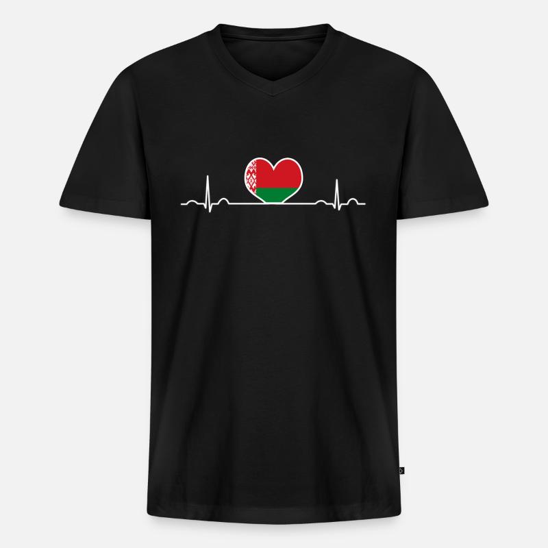 BELARUS - Männer Premium Bio T-Shirt mit V-Ausschnitt - Schwarz