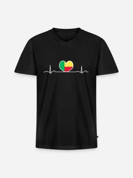 Benin - Men's Premium Organic T-shirt with V-neck - black