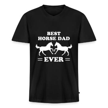 Best Horse Dad Ever Pferd Reiten Reiter Geschenk - Männer Premium Bio T-Shirt mit V-Ausschnitt - Schwarz - Vorne - Nico (187cm)