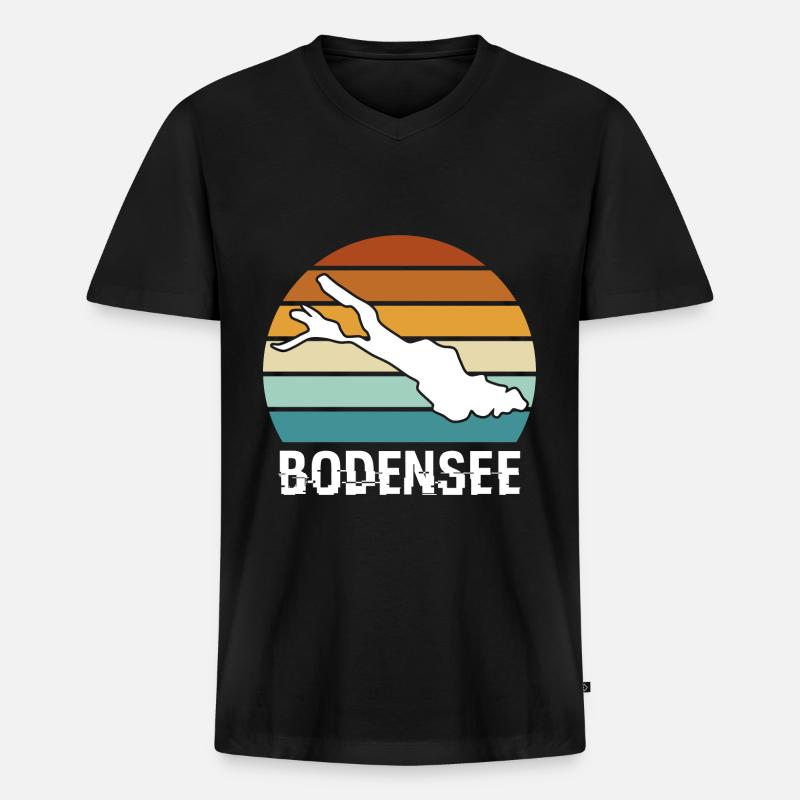 Bodensee - Männer Premium Bio T-Shirt mit V-Ausschnitt - Schwarz