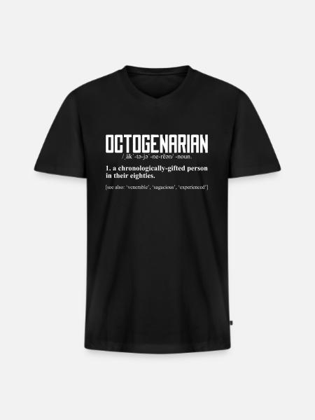 80th Birthday Octogenarian - Men's Premium Organic T-shirt with V-neck - black