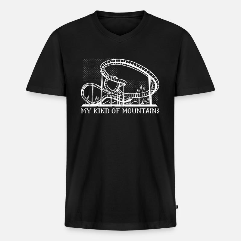 Achterbahn Vergnügungspark - Männer Premium Bio T-Shirt mit V-Ausschnitt - Schwarz