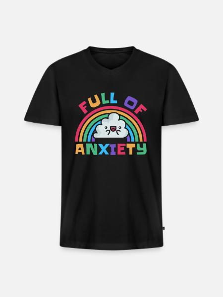Full Of Anxiety Awareness Rainbow - Men's Premium Organic T-shirt with V-neck - black
