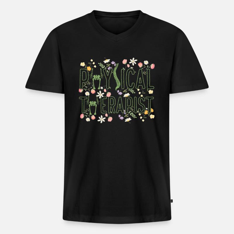 Physiotherapeutin - Männer Premium Bio T-Shirt mit V-Ausschnitt - Schwarz