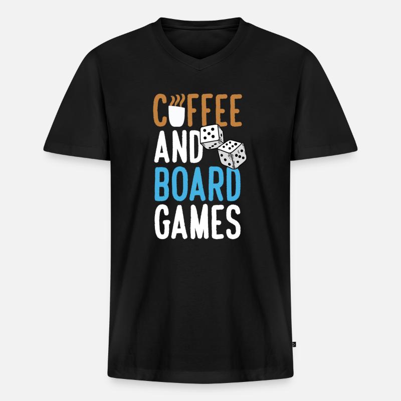 Kaffee und Brettspiele - Männer Premium Bio T-Shirt mit V-Ausschnitt - Schwarz