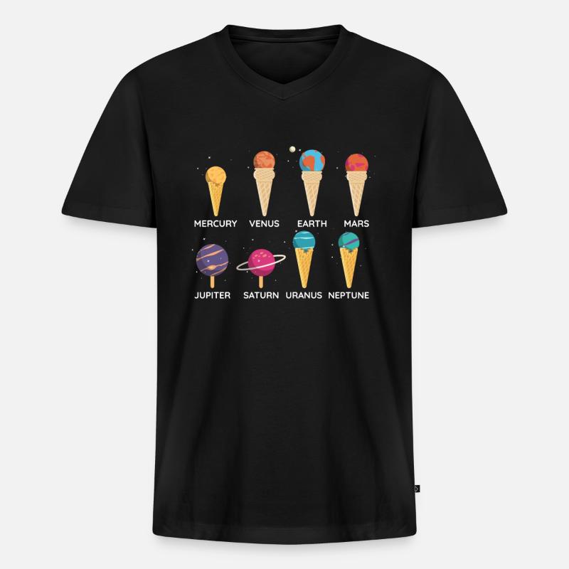 Sonnensystem-Eiscreme - Männer Premium Bio T-Shirt mit V-Ausschnitt - Schwarz