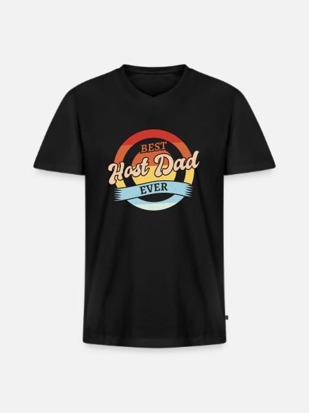 Host Parents Host Dad - Männer Premium Bio T-Shirt mit V-Ausschnitt - Schwarz