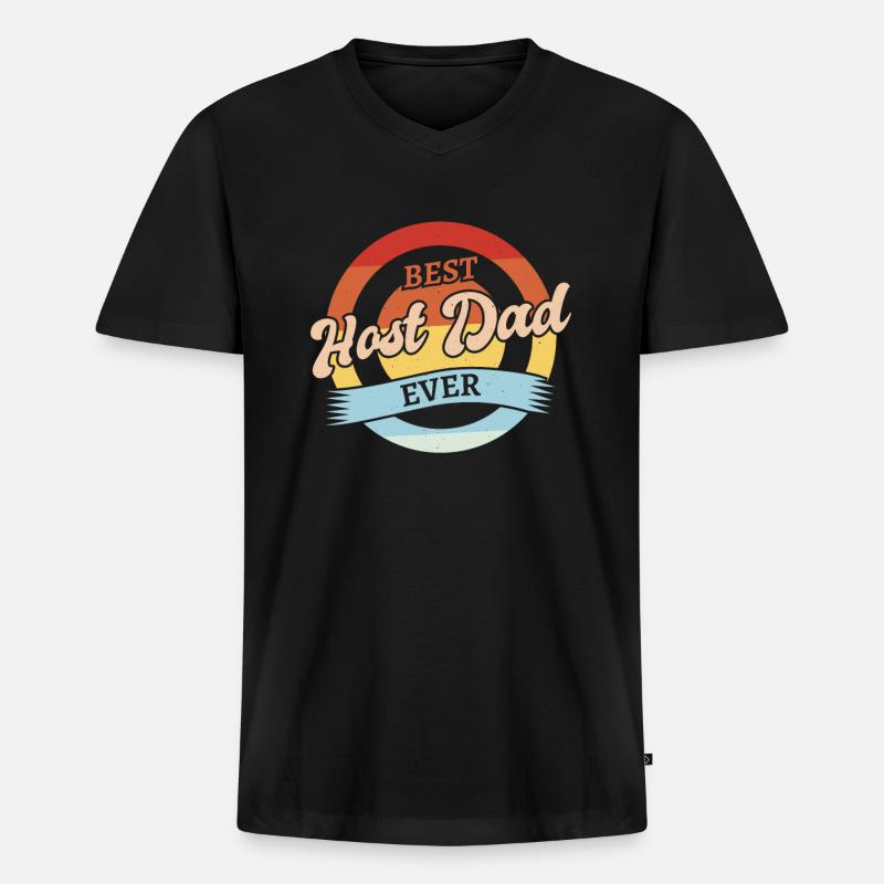 Host Parents Host Dad - Männer Premium Bio T-Shirt mit V-Ausschnitt - Schwarz