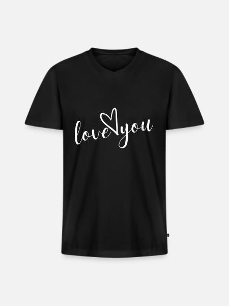 love you - Men's Premium Organic T-shirt with V-neck - black