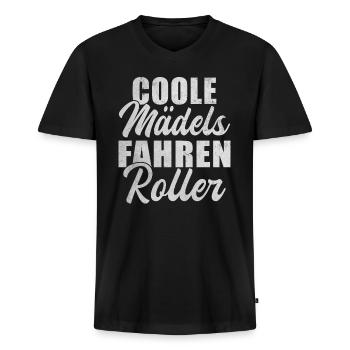 Coole Mädels Fahren Roller Rollerfahrer - Männer Premium Bio T-Shirt mit V-Ausschnitt - Schwarz - Vorne - Nico (187cm)