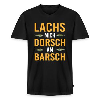 Lachs Mich Dorsch Am Barsch Angler Fischarten - Männer Premium Bio T-Shirt mit V-Ausschnitt - Schwarz - Vorne - Nico (187cm)