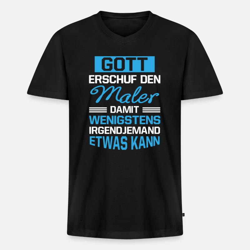 Gott Erschuf Maler Handwerker Geschenk - Männer Premium Bio T-Shirt mit V-Ausschnitt - Schwarz