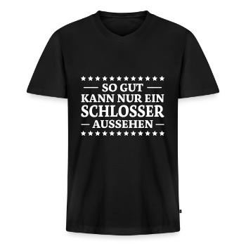 Schlosser Spruch Beruf Lustiges Schlosser Geschenk - Männer Premium Bio T-Shirt mit V-Ausschnitt - Schwarz - Vorne - Nico (187cm)