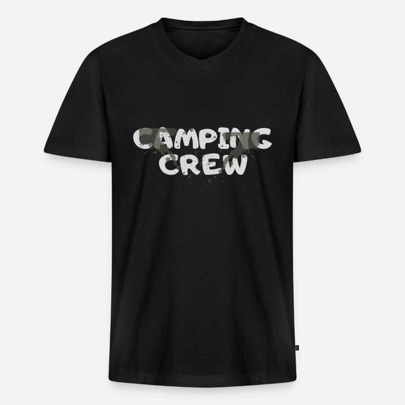 Camping Crew - Männer Premium Bio T-Shirt mit V-Ausschnitt - Schwarz